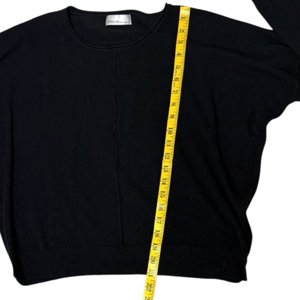 Zenana Black Front Seam Round Neck Long Sleeve Sweater Size Large - Picture 10 of 10